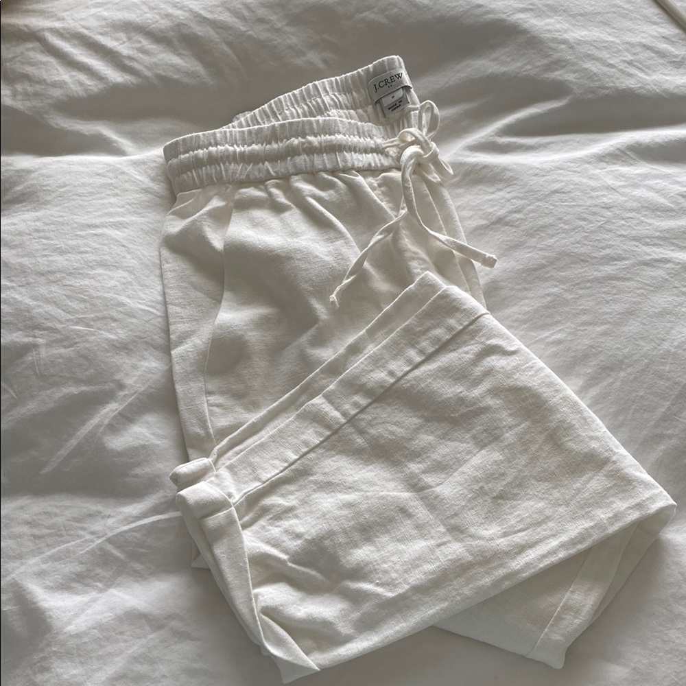 White Linen Women’s Drawstring  j Crew Pants